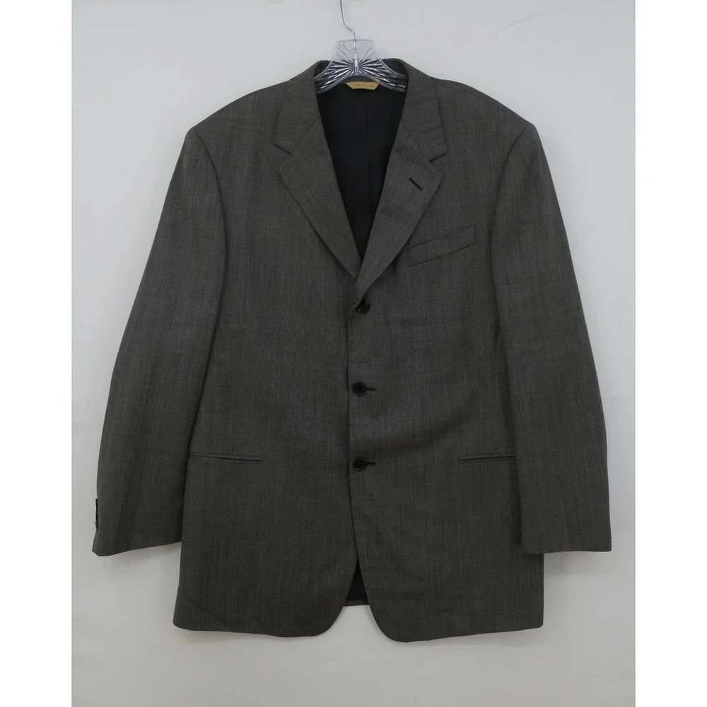 Donna Karan Signature Mens Gray 100% Wool 3 Button Suit Made in Italy 44R 38W